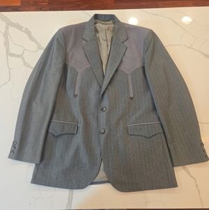 Circle S Boise Western Contrasting Yoke Gray Sports Coat Blazer 42R